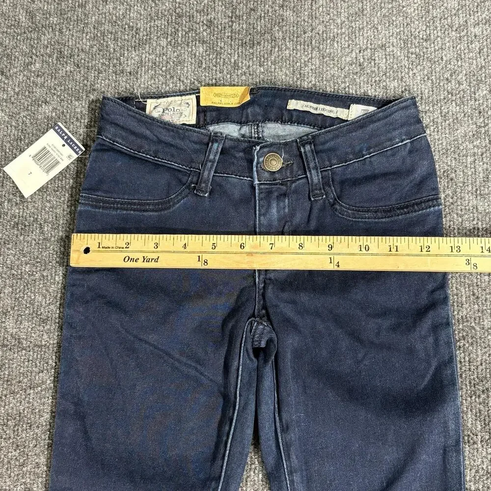 Polo Ralph Lauren Jeans Girls 7 Blue Dark Wash Aubrie Legging Jegging Denim